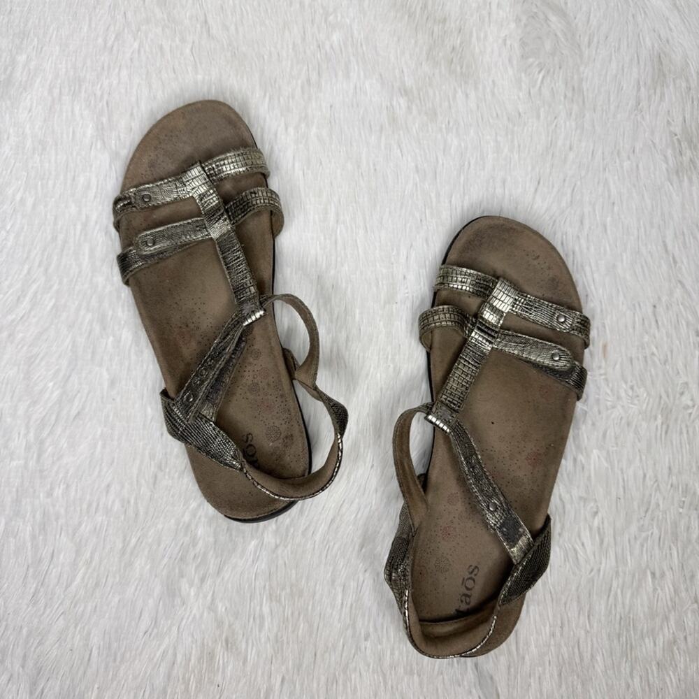 Taos Footwear Metallic Bronze T-Strap Comfort Sandals